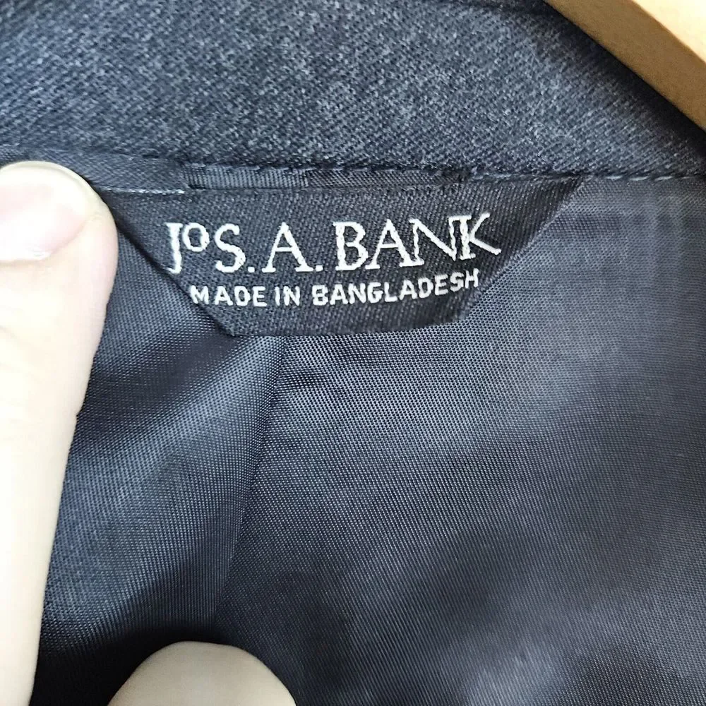 Jos A Bank Men's Charcoal Blazer Size 40R Wool & Cashmere Single Breasted Vented